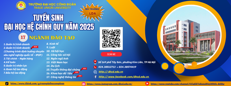 THÔNG TIN TUYỂN SINH NĂM 2025 (HÌNH THỨC ĐÀO TẠO CHÍNH QUY)